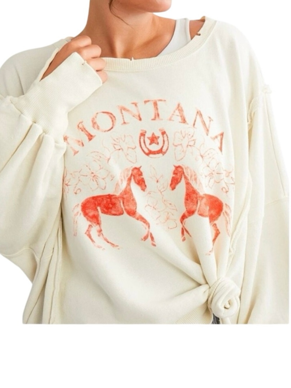 WE THE FREE Graphic Montana Horses Camden Pullover Size Large New with Tag - Picture 5 of 14